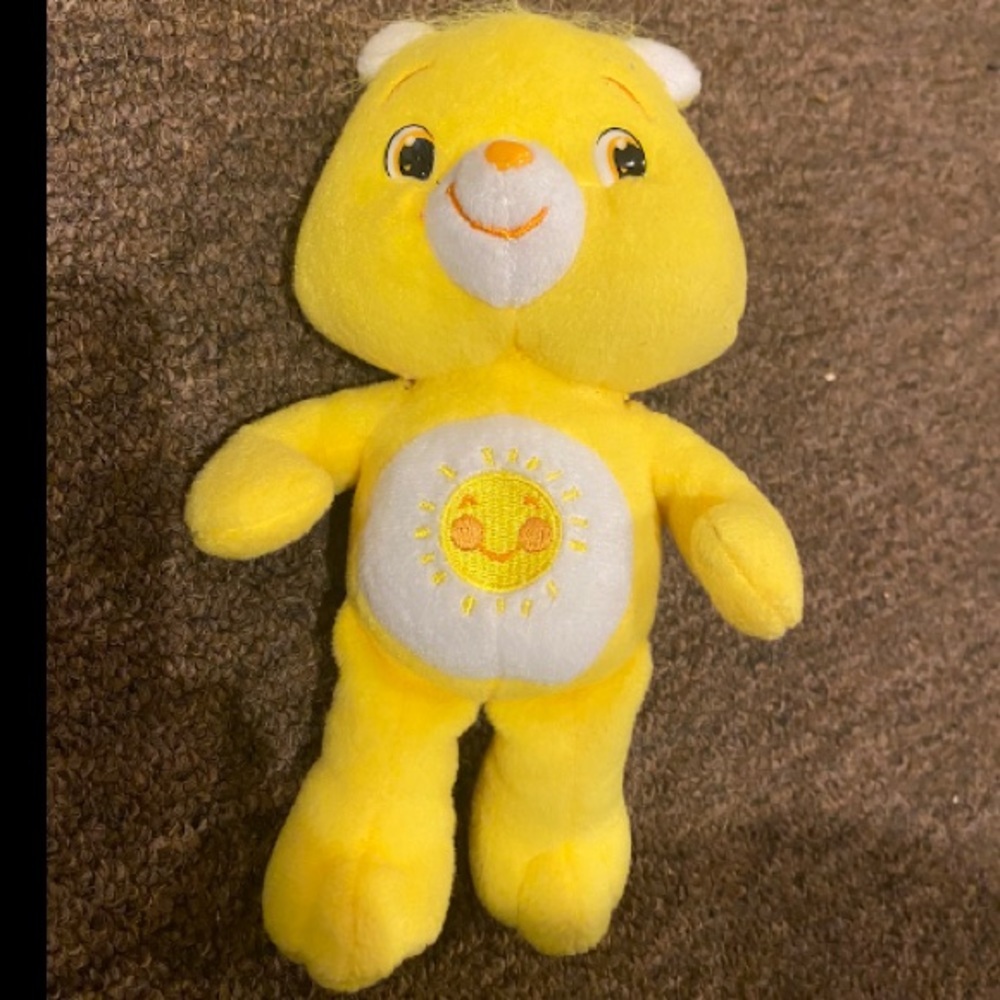 Care Bears Funshine Yellow Bear Plush 14" Sunshine Smiling Sun 2007 Stuffed Toy
